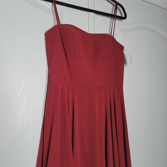 Jenny Yoo Collection Chiffon Bridesmaid Dress Size 8 Burgundy Wine Maxi - Picture 5 of 8